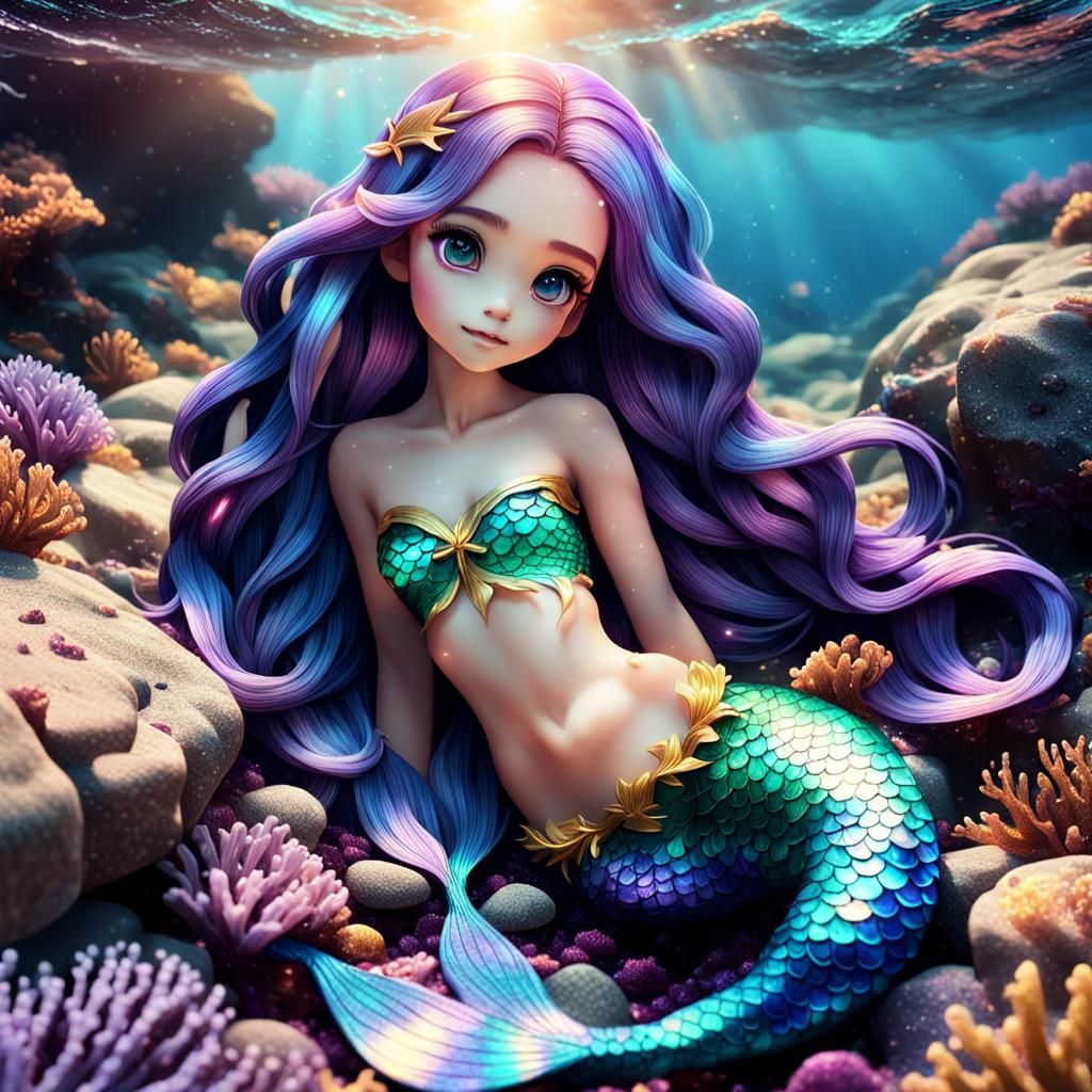 Sick Mermaid in 3D Anime Style