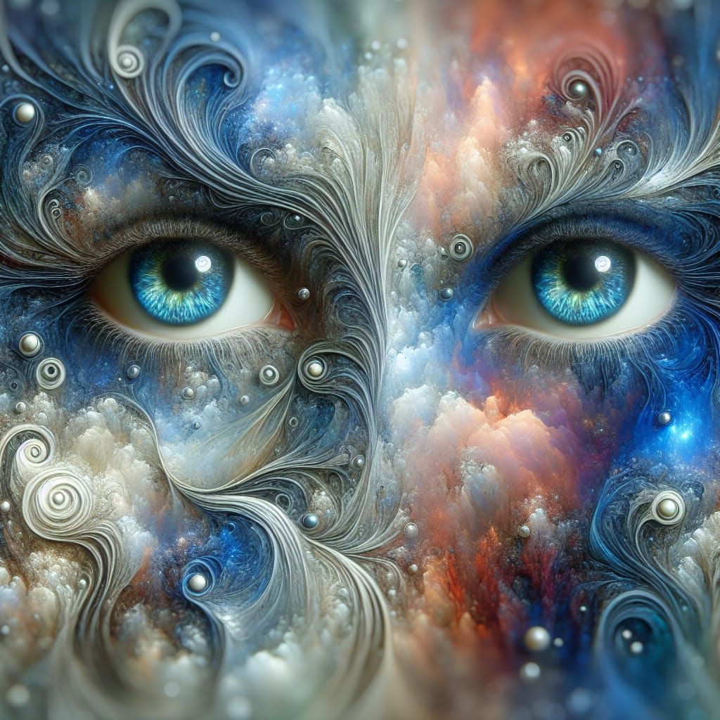 Vivid Blue Eyes in Detailed Matte Painting