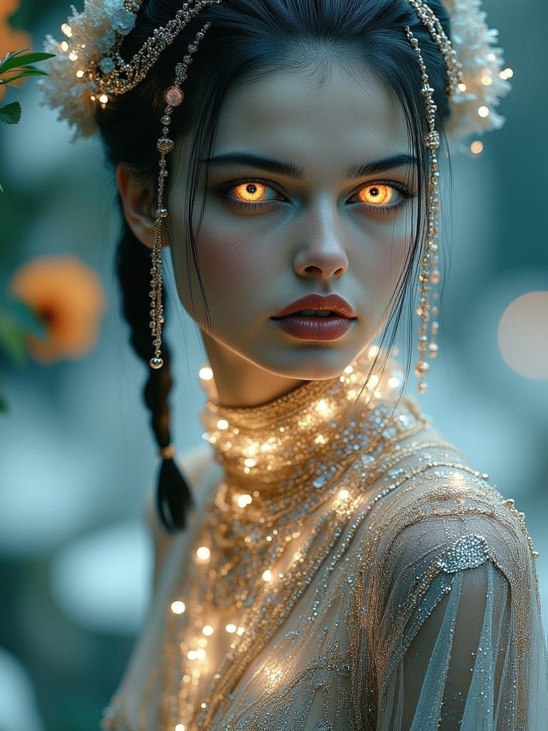 Ethereal Woman Portrait in Dreamscape with Mystical Glow