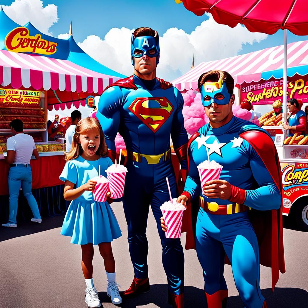 Superheroes Enjoying Fair Food in Fenton Style