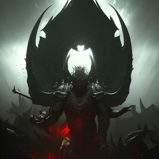 Demonic Ares in Dark Fantasy Style
