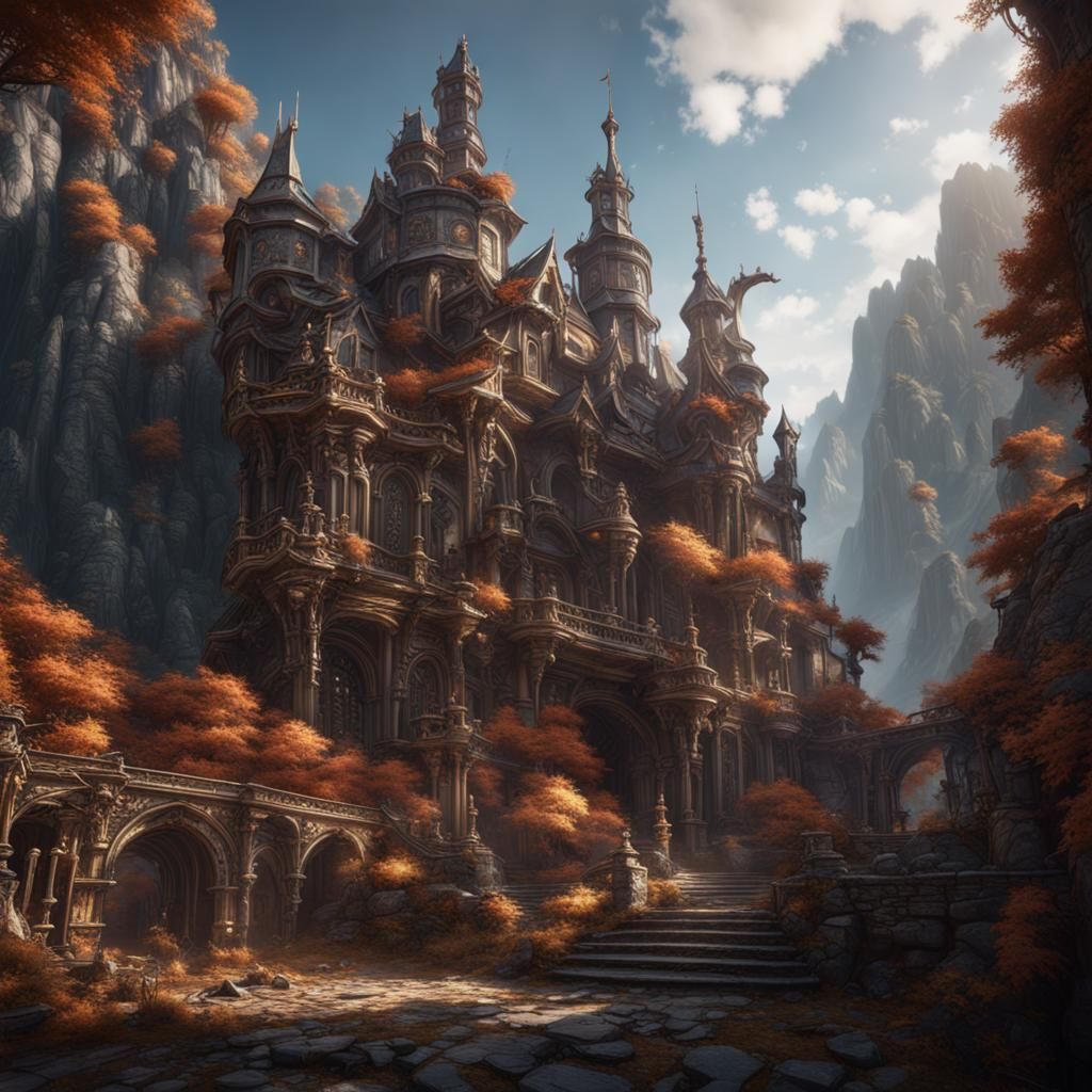 Intricate Metal Art: Detailed Matte Painting