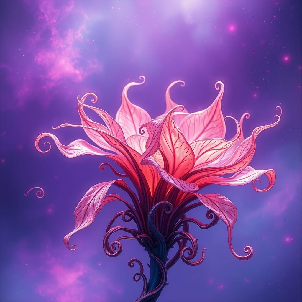 Ethereal, Glowing Iridescent Plant in Cosmic Fractal Pattern...