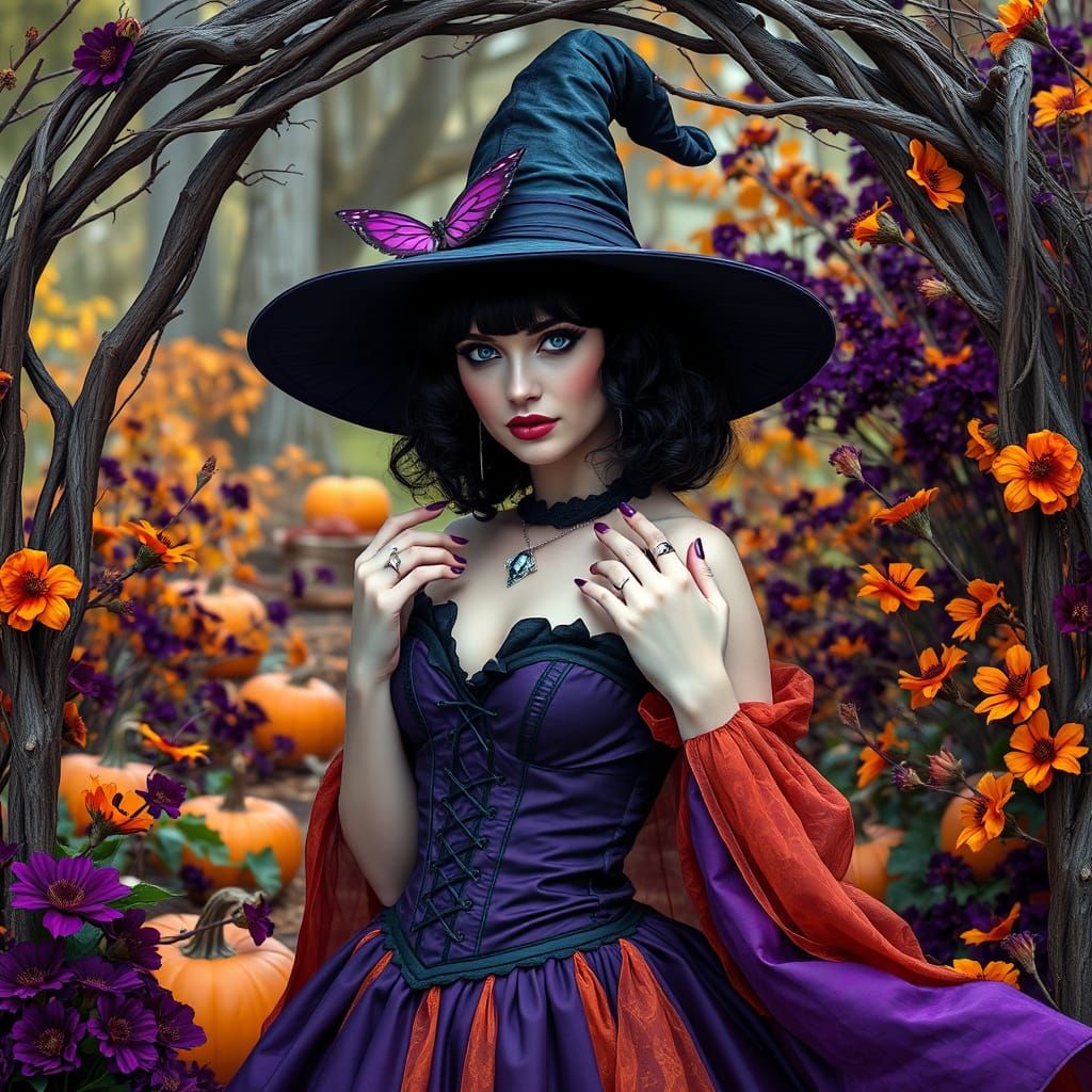 Whimsical Witch in Autumn Wonderland