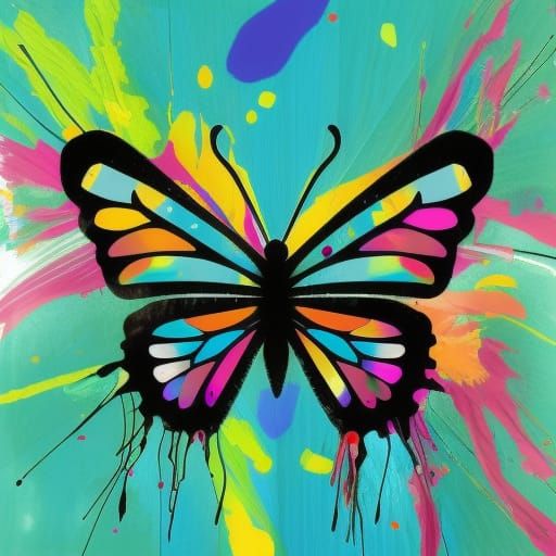 Colorful Splatter Paint Butterfly Art