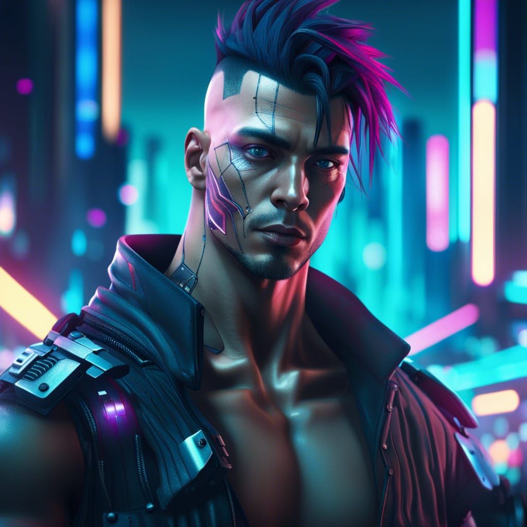 Cyberpunk Cyborg Stares from Neo-Tokyo in Ultra HD
