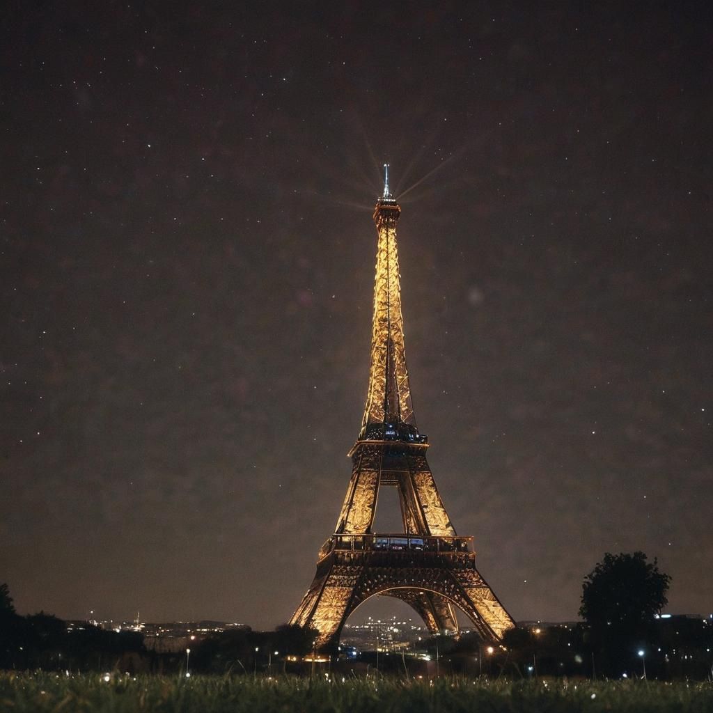 Eiffel Tower at Night: Cinematic Film Still