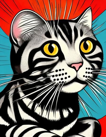 Fauvist Cat Portrait for Colouring