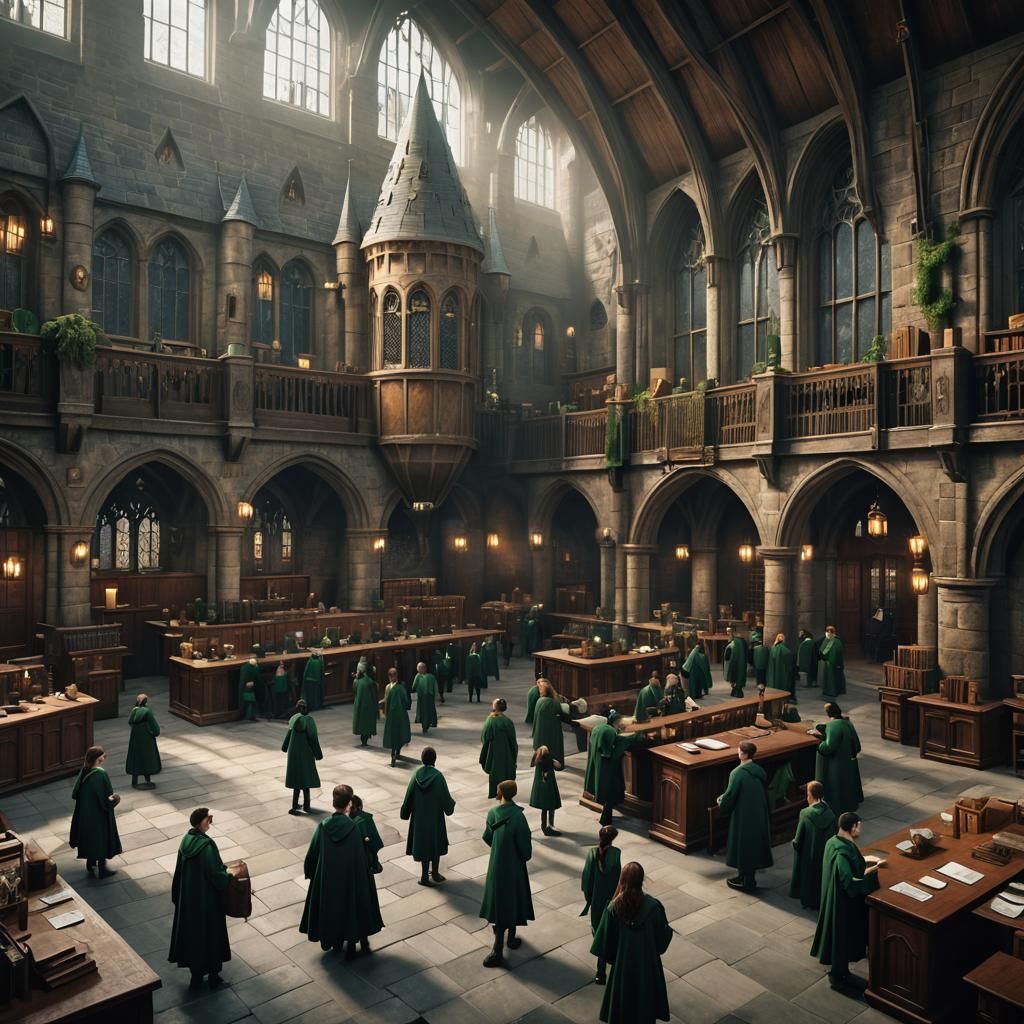 Hogwarts Students at Slytherin House: Fantasy Concept Art