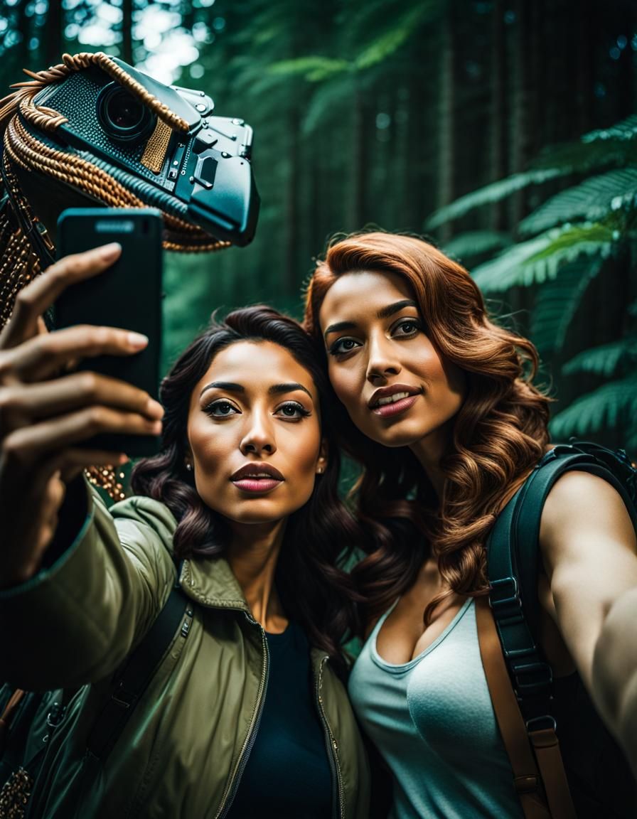 Cinematic Selfie Photobomb in Street Art Style