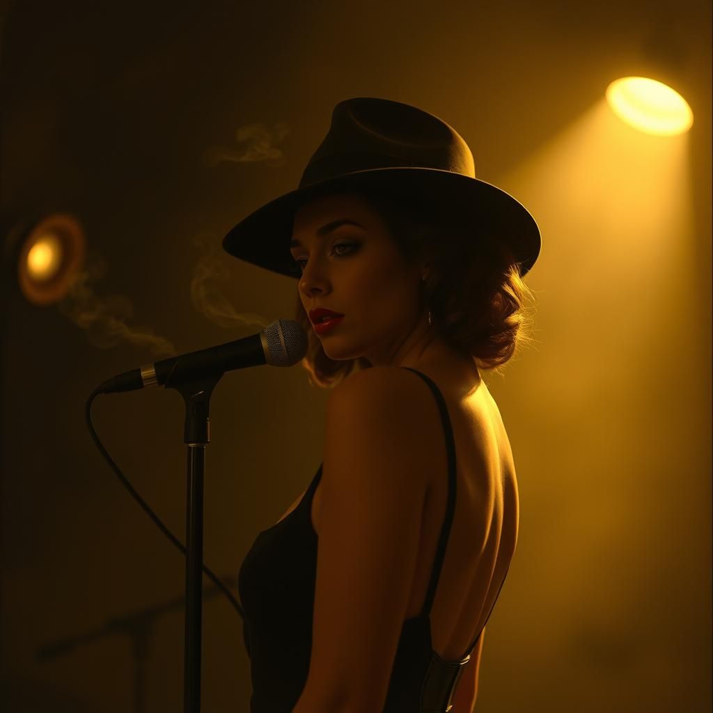 Singer in Smoky Jazz Club, Film Noir Style
