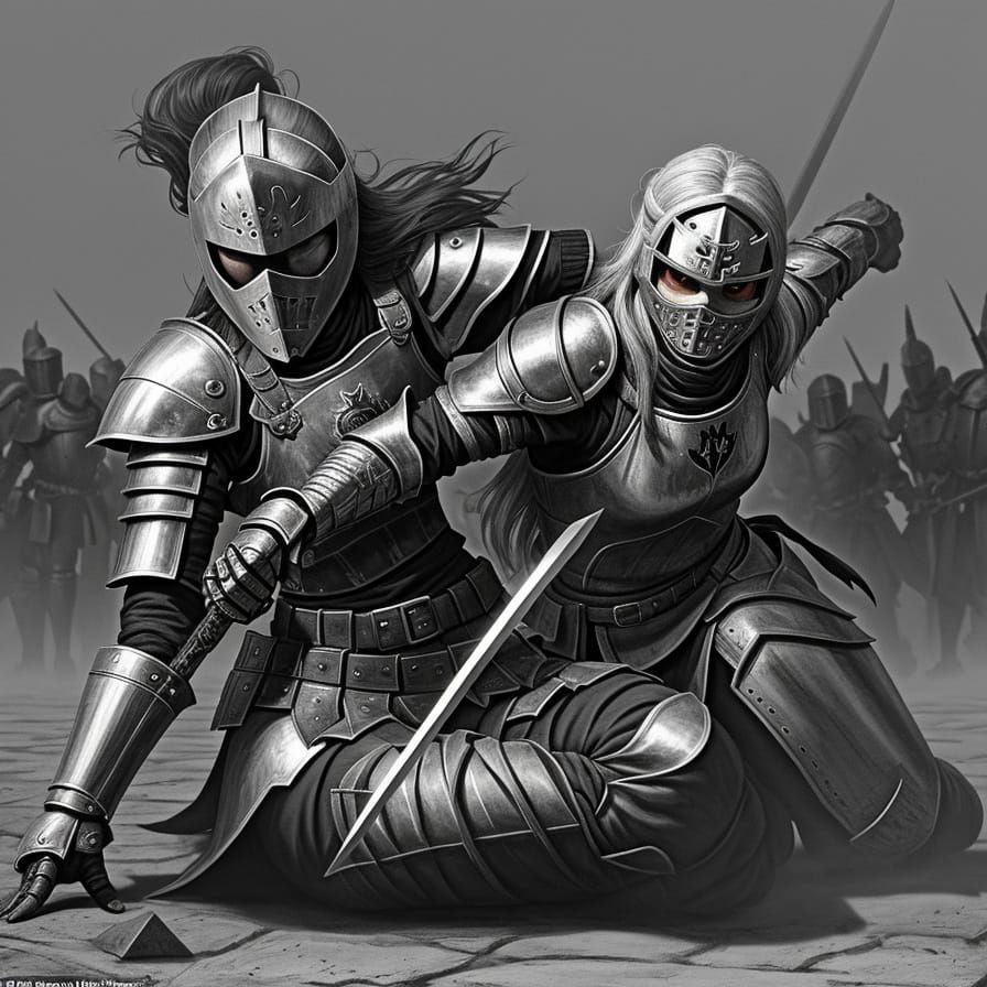 Medieval Battle Scene in Hyperdetailed Charcoal