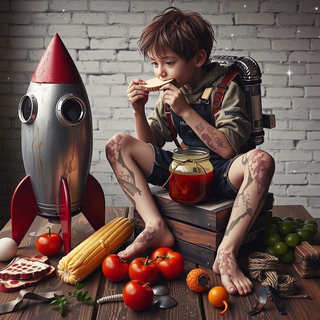 Astronaut Floating in Galaxy, Syd Mead Style