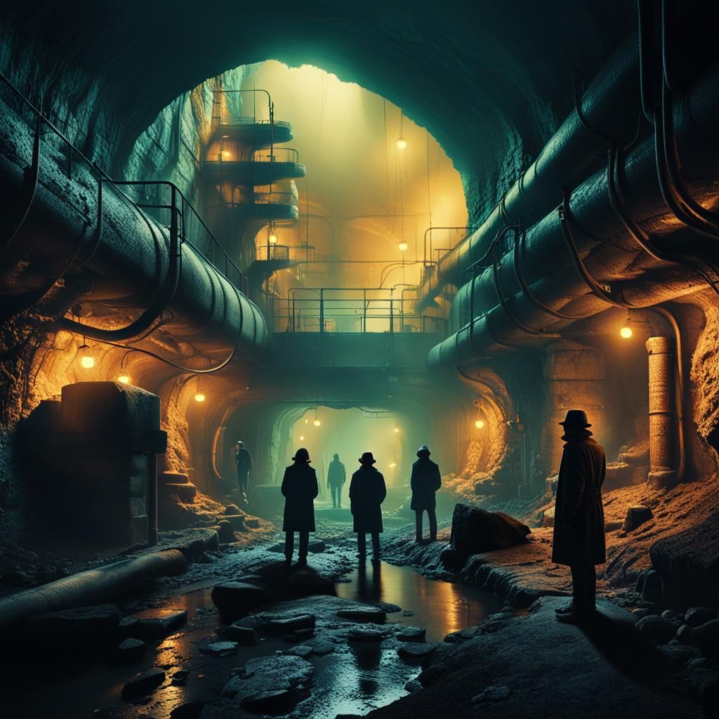 Dystopian Underground City in Surreal Style