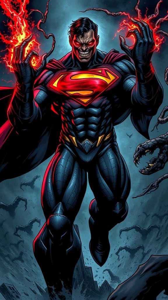 Colossal, Dark Superman Figure with Twisted Symbiote