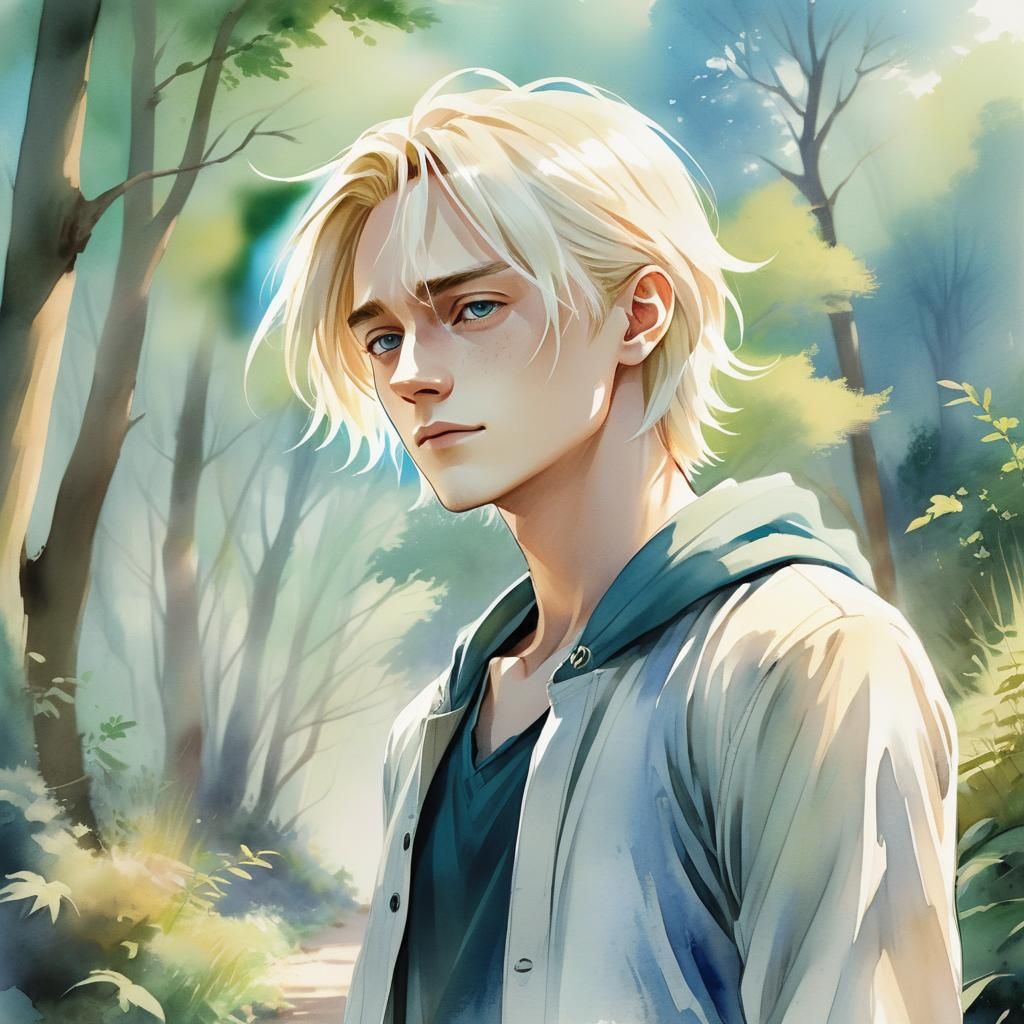 Draco Malfoy in Anime Style with Pastel Colors