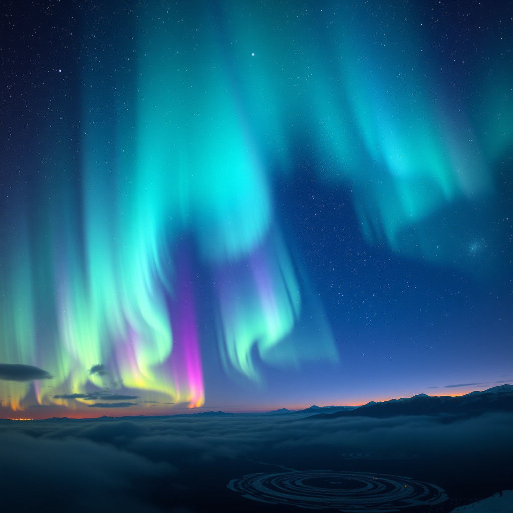 Ethereal Auroras Dance Across Mystical Starry Night