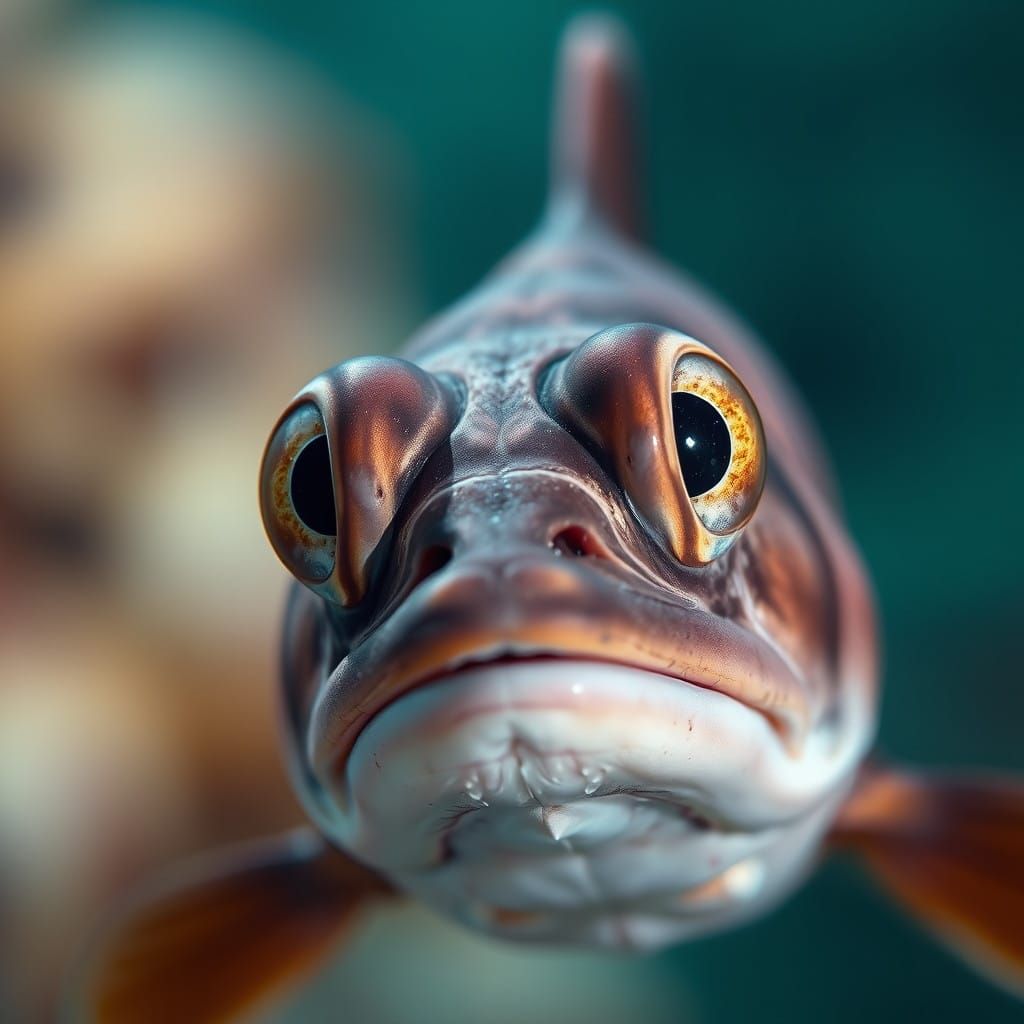 Deep-Sea Fish Portrait in Vibrant Underwater Scene