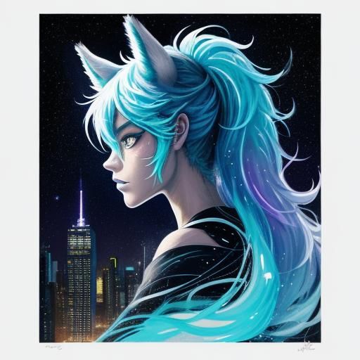 Anime Neon WOLF GIRL