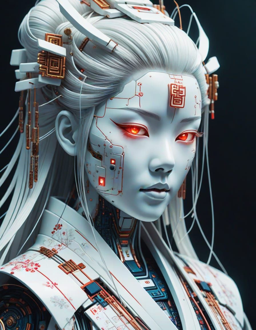 Futuristic Geisha Android Concept Art