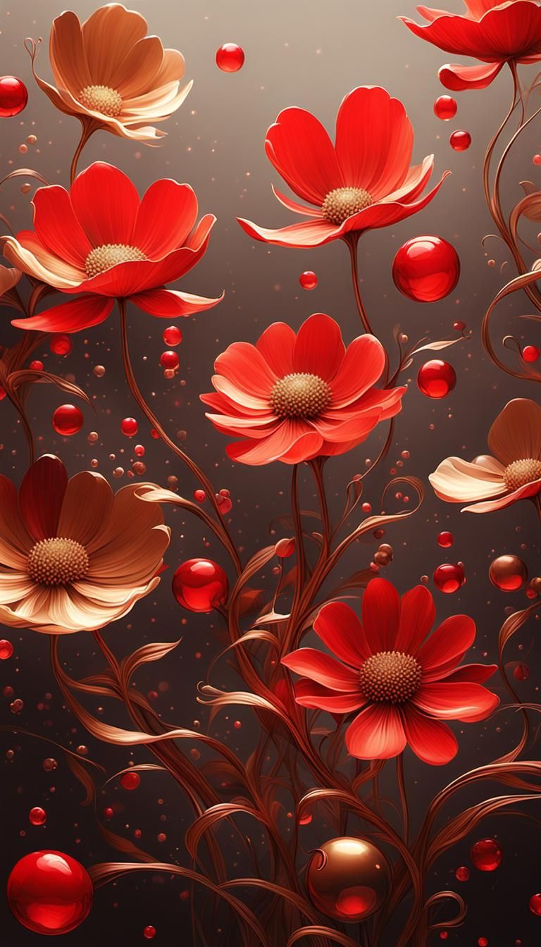 Ethereal Bronze Newt: Minimalist Floral Fantasy Art