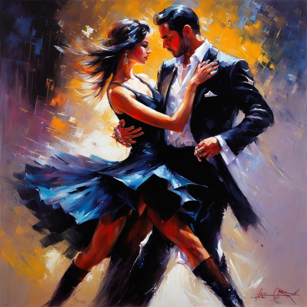 Ethereal Tango Couple Under Blacklight