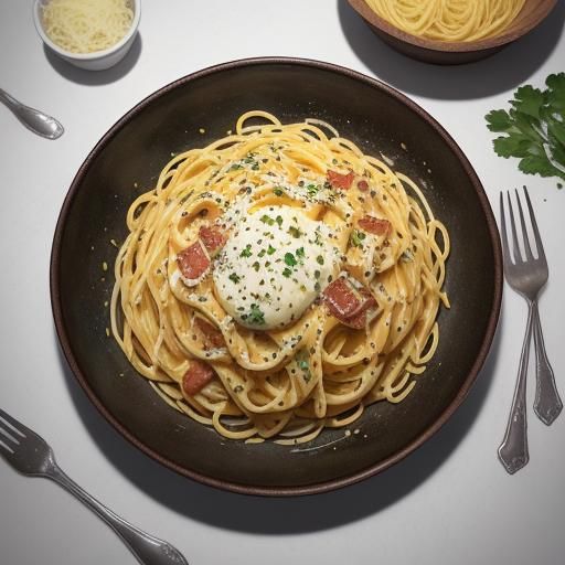 Creamy Carbonara in Golden Light: Italian Cuisine