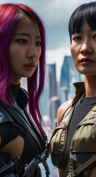Cyberpunk Commando Women in Biopunk Setting