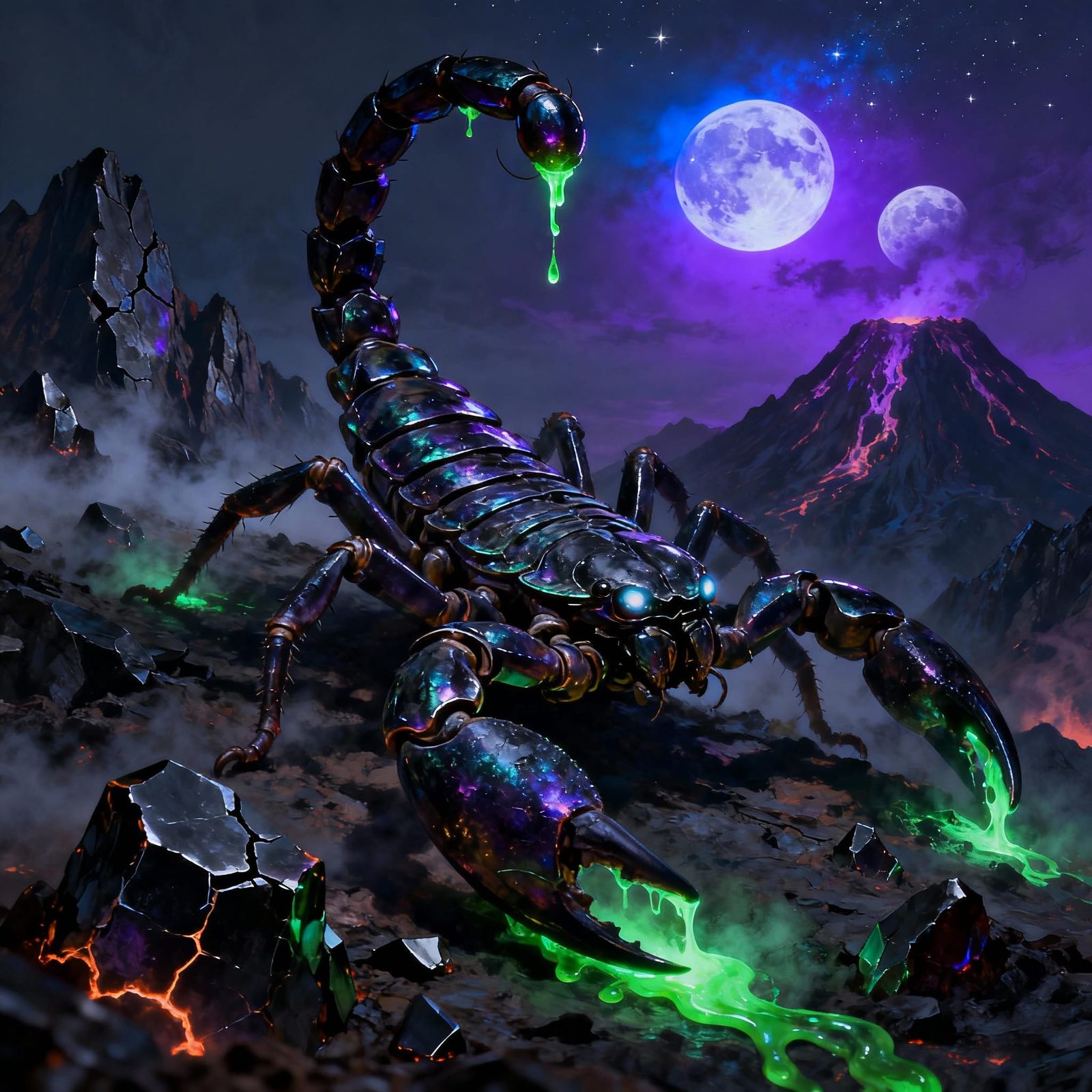 Colossal Scorpion in Dark Fantasy Landscape