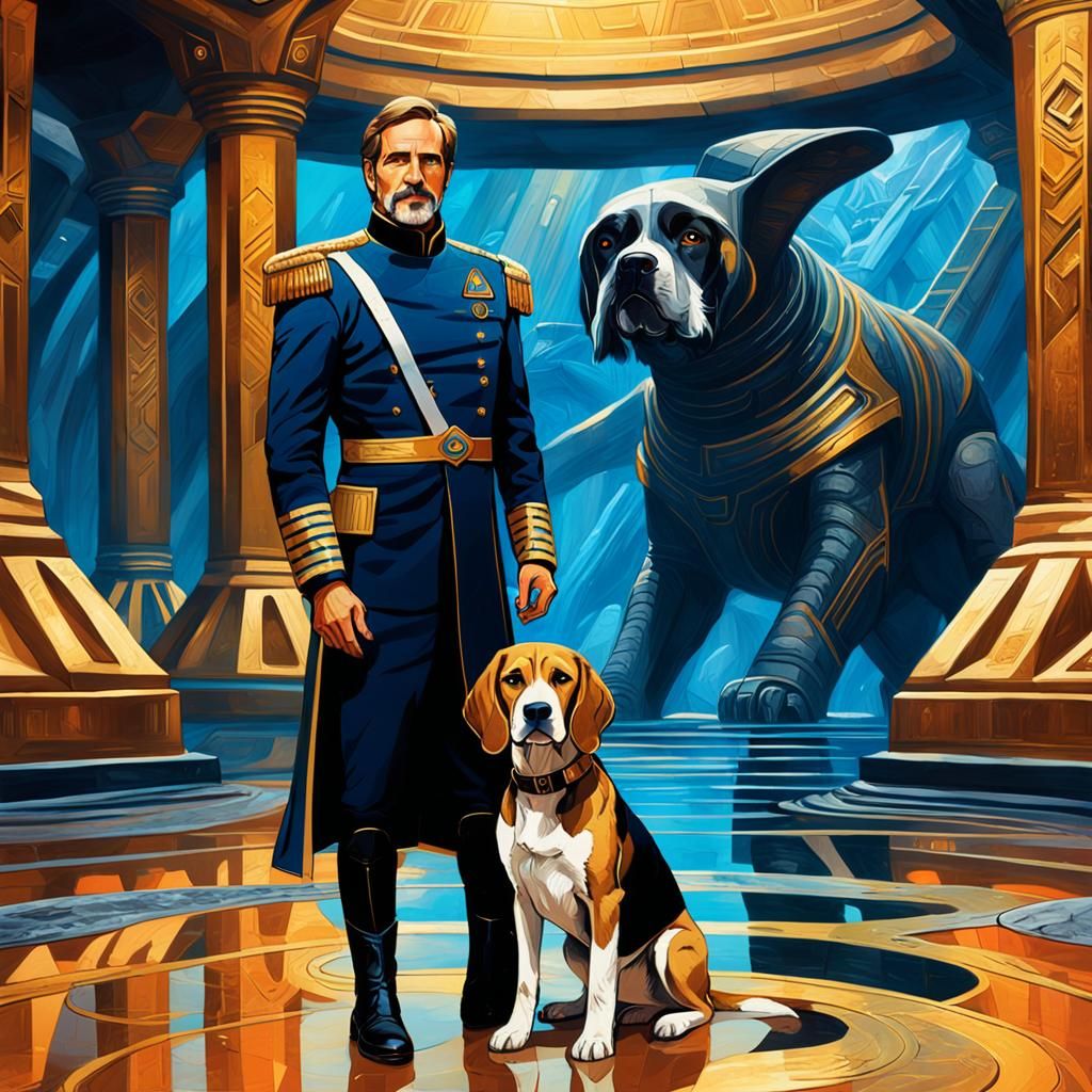 Captain Archer and Porthos in Alien Temple Art