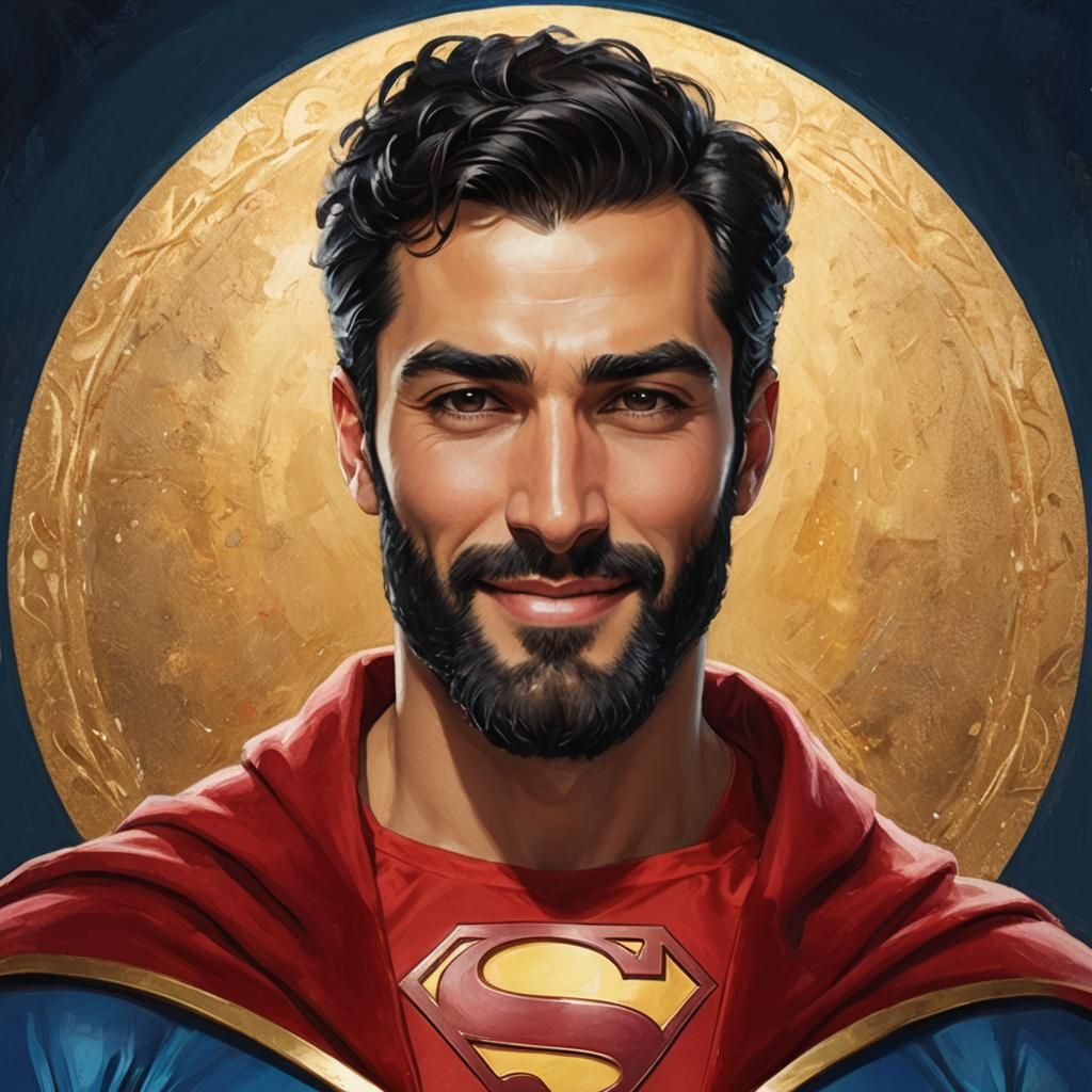 Smiling Turkish-Iranian Hero in Art Nouveau Style