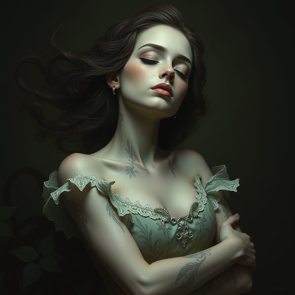 Woman with Closed Eyes: An Evocative Portrait