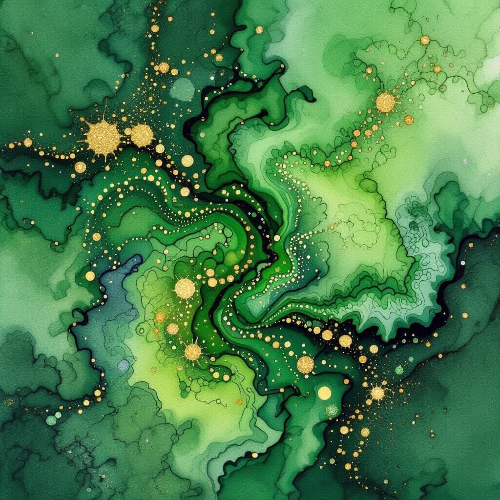 Vibrant Green Alcohol Ink Art Evokes Festive Comfort