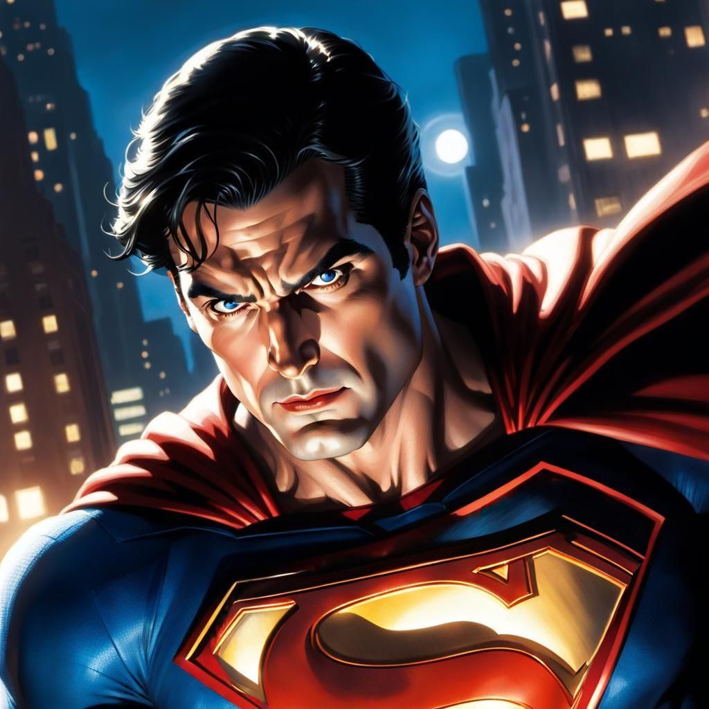 Superman Landing in Metropolis, Comic Book Style