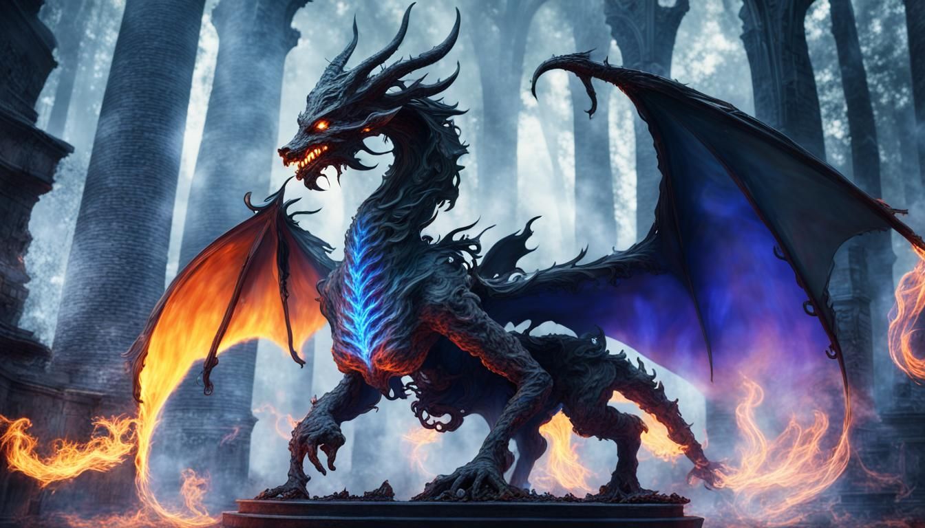 Female demon, transforming from Dragon-form