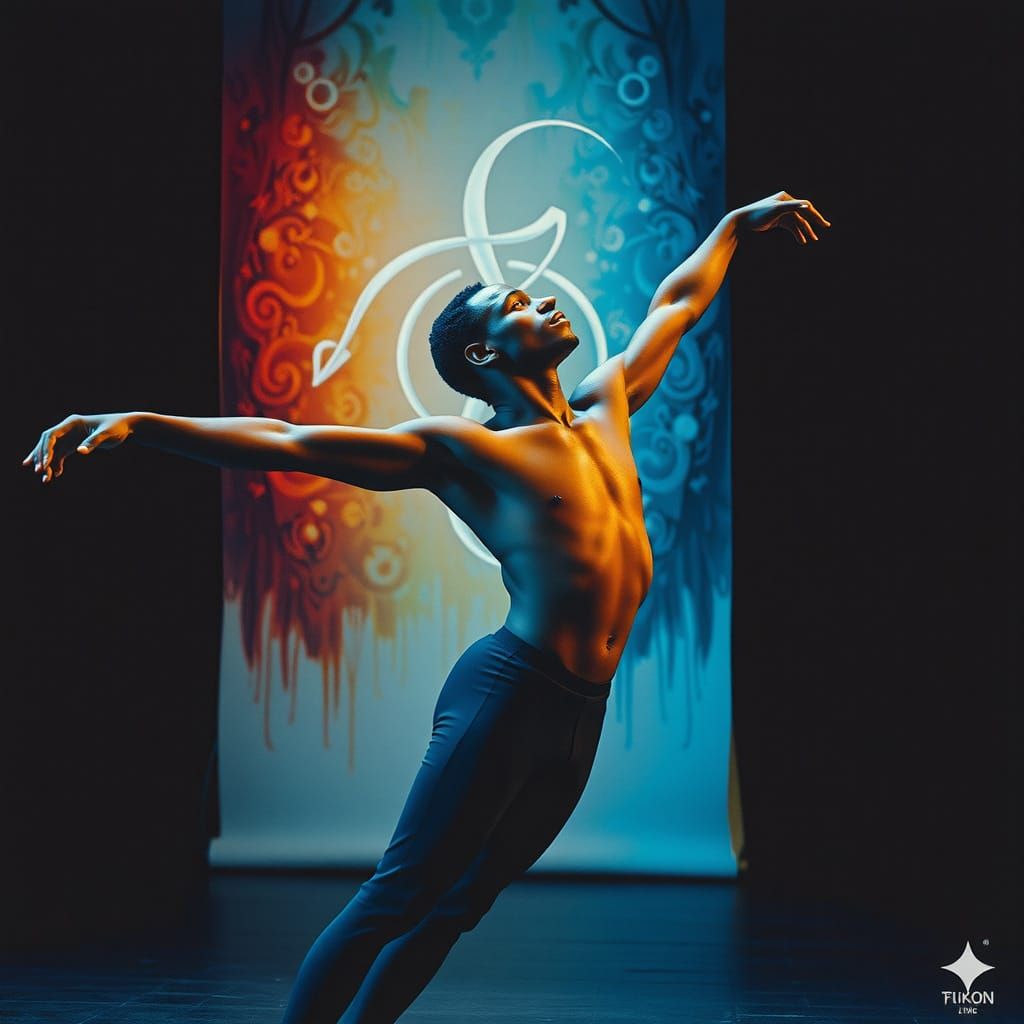 Alvin Ailey Dancer in Dramatic Stage Lighting