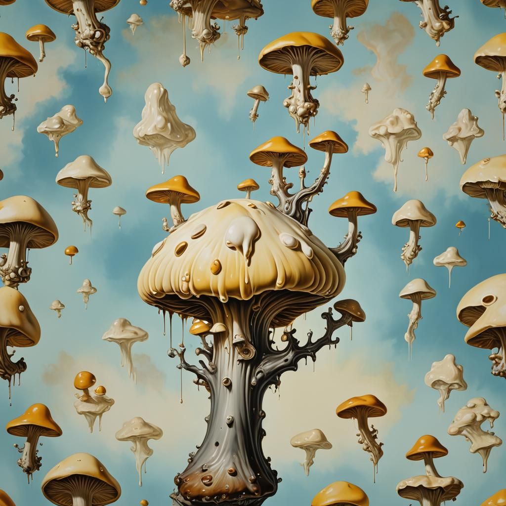 Surreal Butter Mushroom Hen in Dali Style
