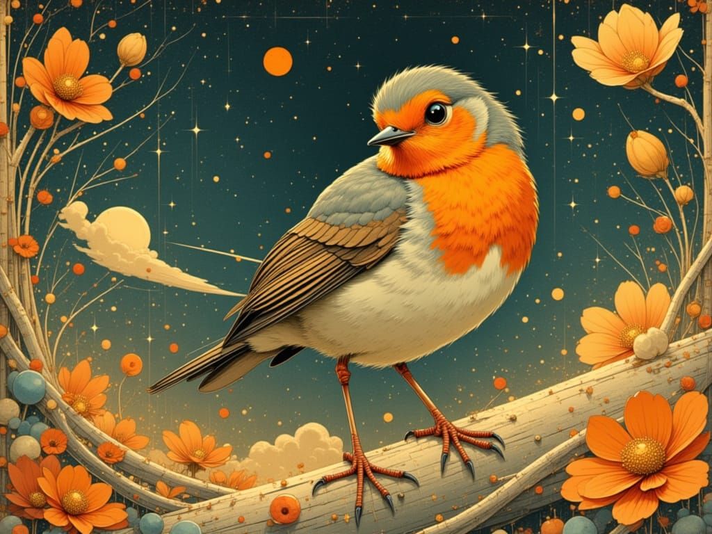 Proud Robin in Comic Book Art Style