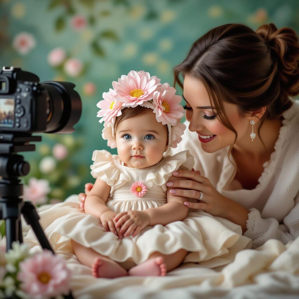 Newborn Photographer Studio Scene in Detailed Matte Painting