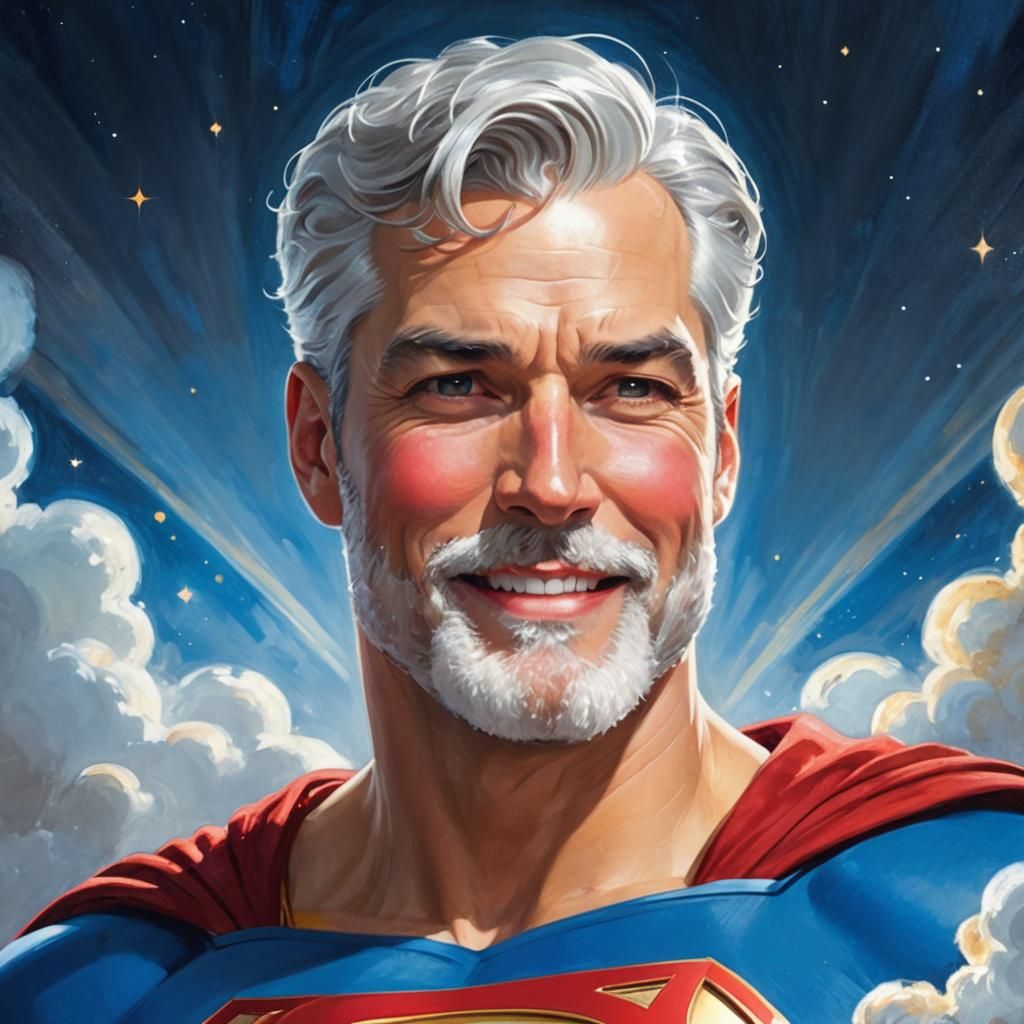 Superman Laughing in Golden Heaven: Art Nouveau Style