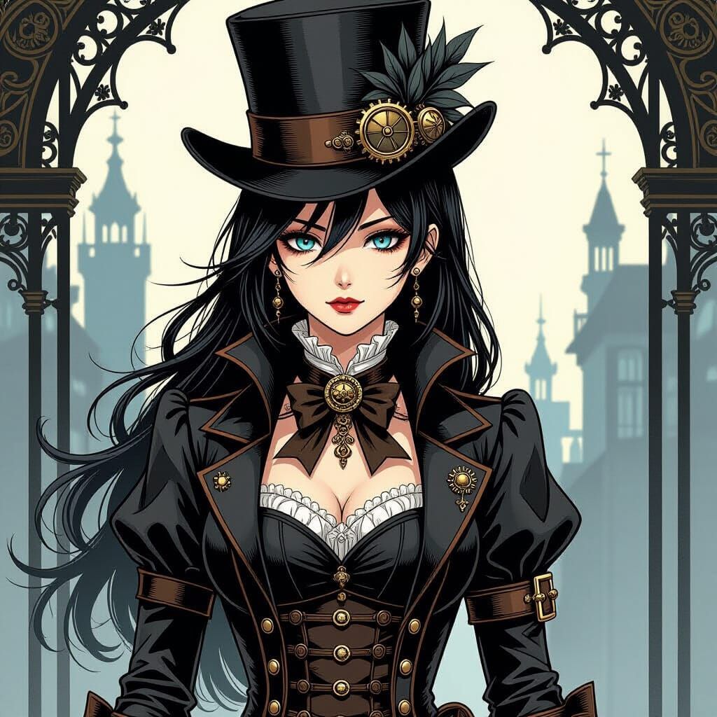 Steampunk Assassin in Victorian Shadows: Manga Style