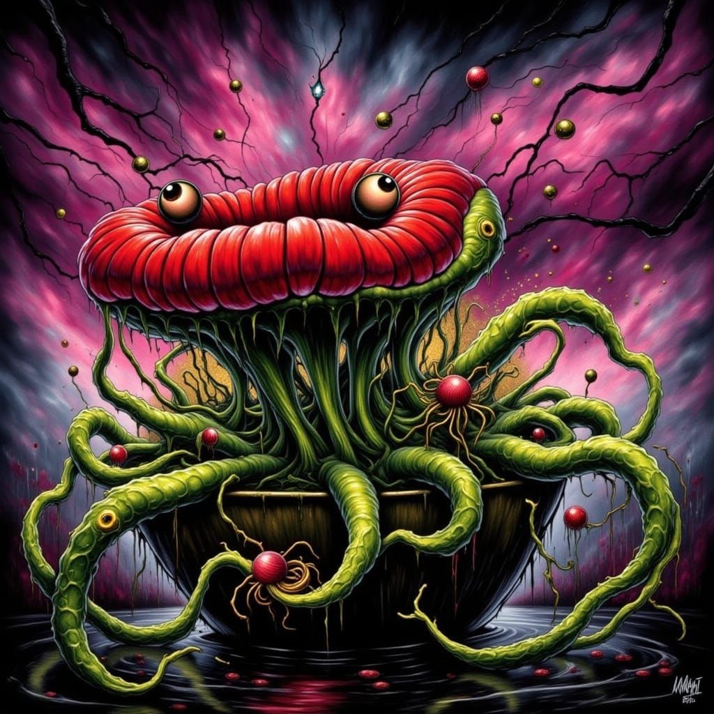 Gothic Giant Venus Fly Trap in a Turbulent Thunderstorm