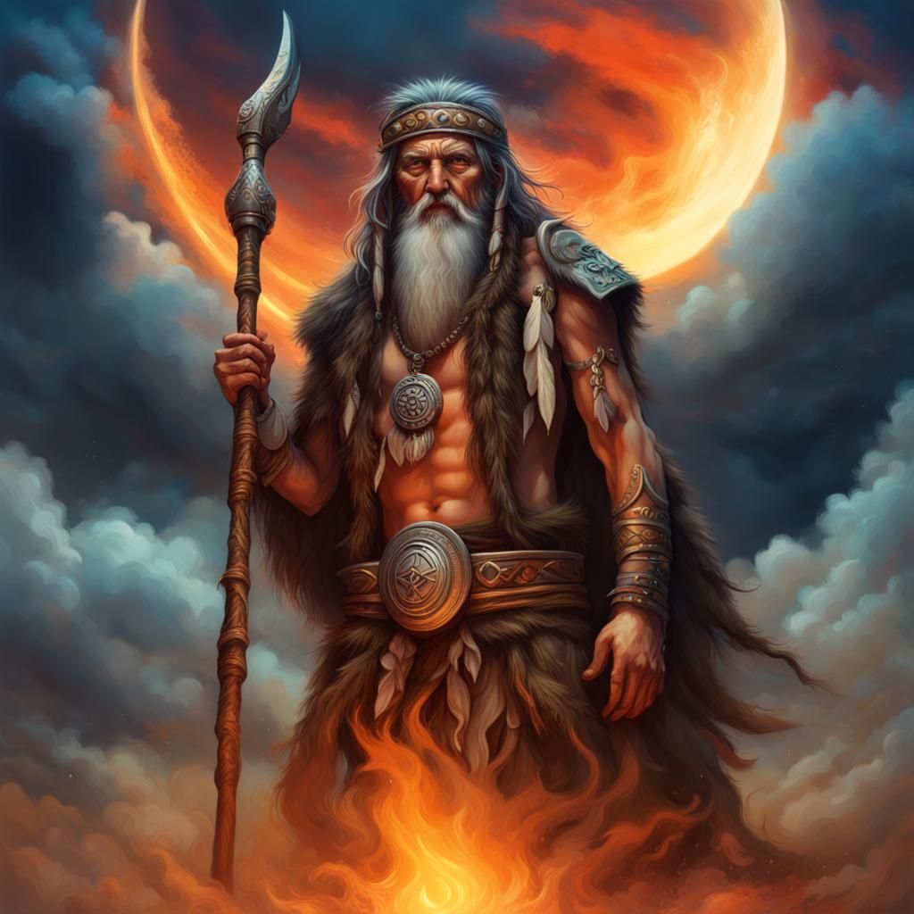 Mystic Shaman by Firelight in Fantasy Style