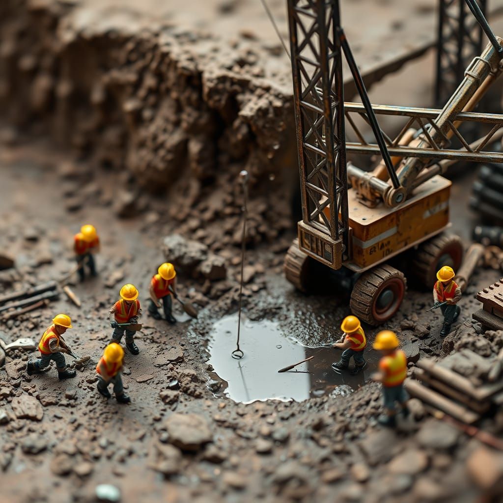 Tiny Construction Workers Build Giant Houses in Macro Photos
