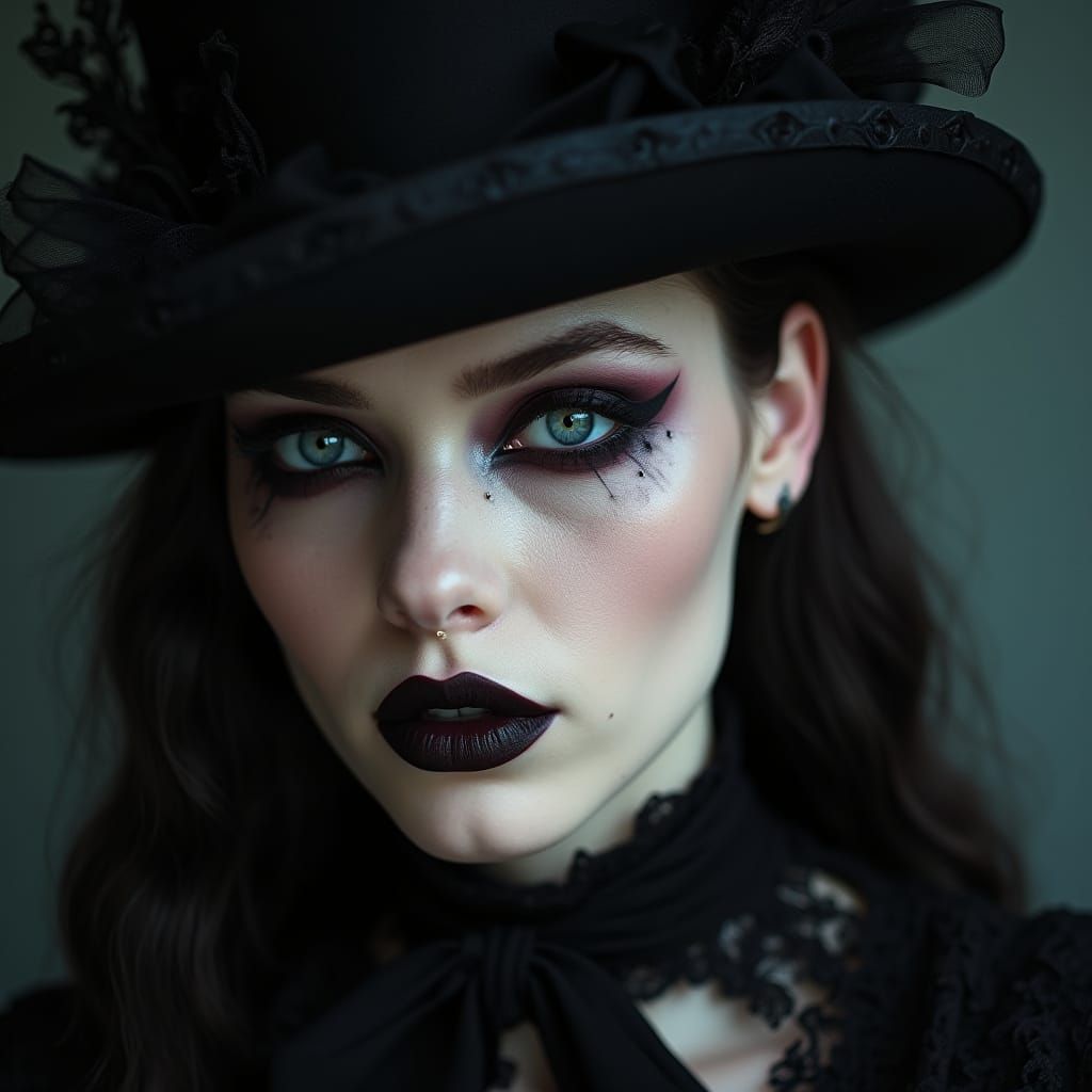 Gothic Beauty Portrait with Dark Academia Style