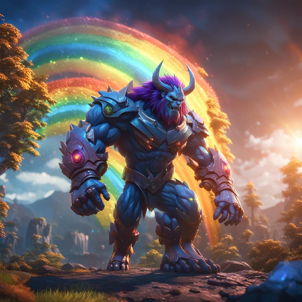 Anime Rainbow Titan Beast in 3D Style