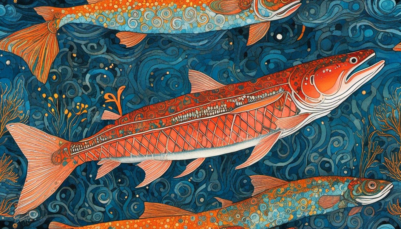 King Salmon in Luminous Undersea Landscape