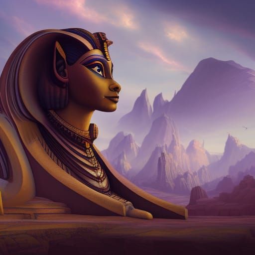 Futuristic Sphinx in Detailed Matte Painting