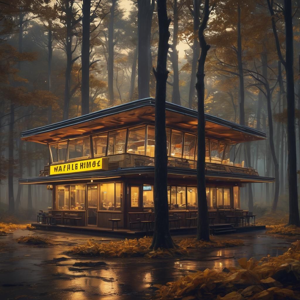 Waffle House Diner in Mystical Forest: Fantasy Concept Art