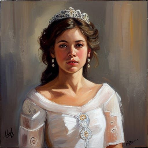 Quinceanera Portrait in Oil Painting Style